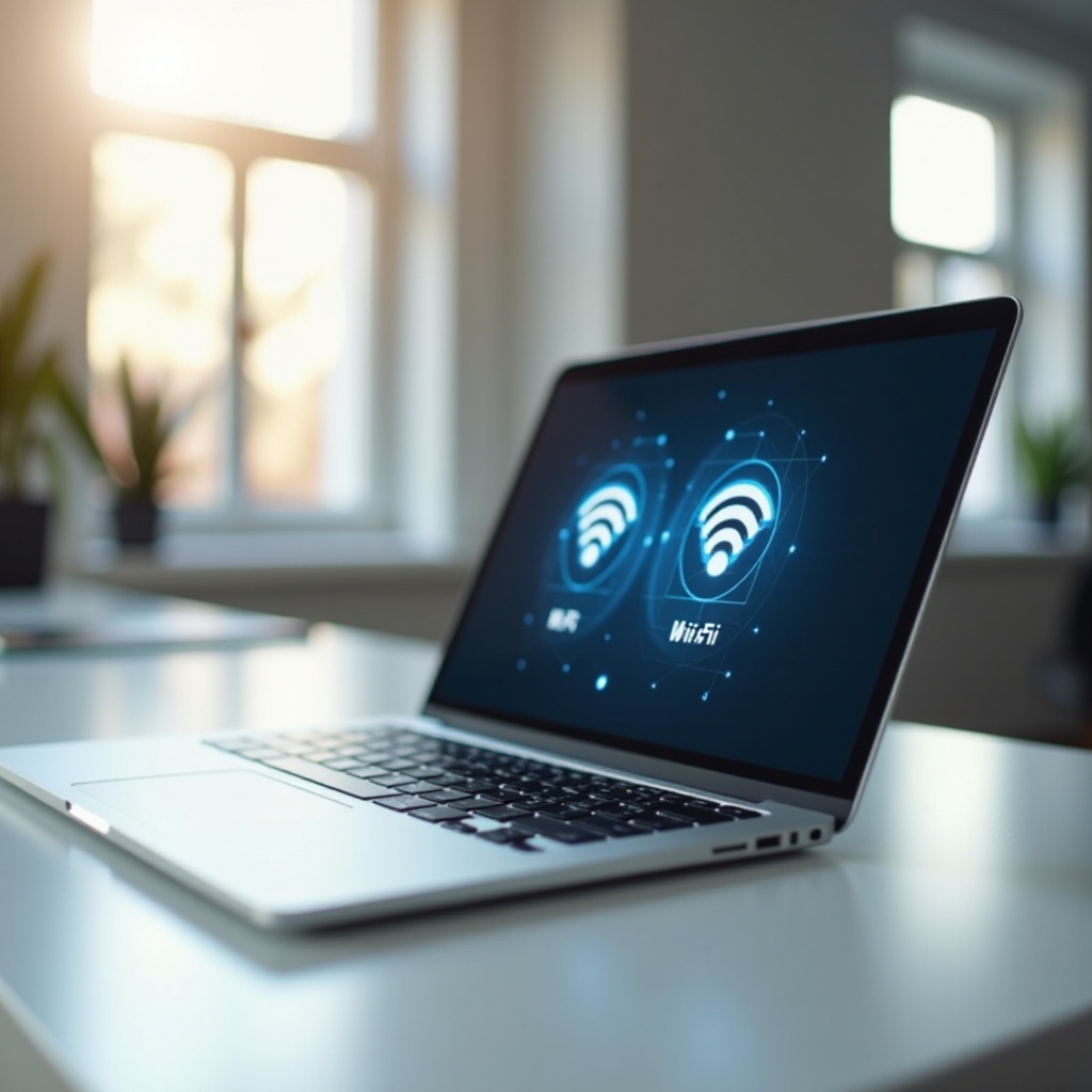 laptop met wifi en mobiel