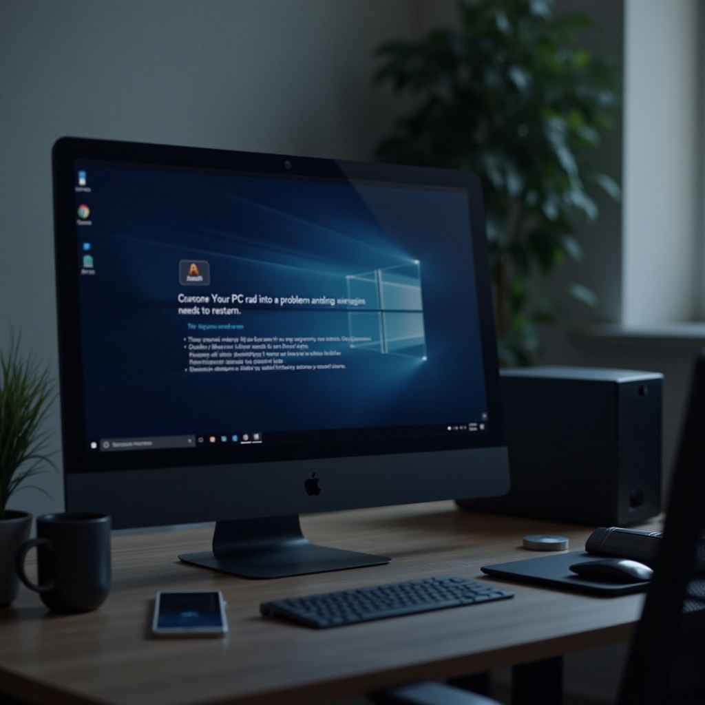 お使いのPCは問題が発生し、再起動が必要です