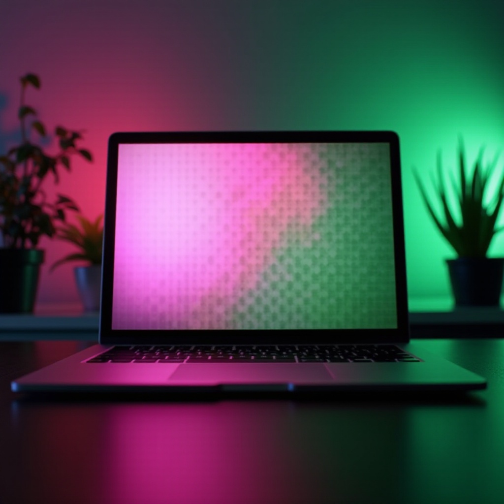 หน้าจอแล็ปท็อปของฉันเป็นสีชมพูและสีเขียว